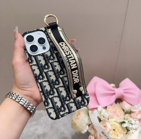 Dior Embroidered Fabric Card Holder Phone Case