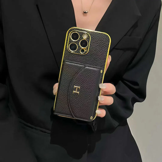H iPhone leather Case with cardholder
