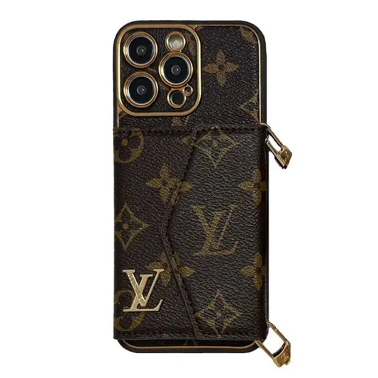 Monogram-Lederhülle für iPhone mit Umhängeband