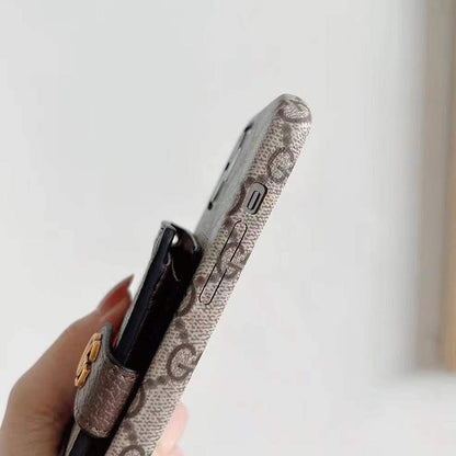 GG iPhone-Hülle mit Geldbörse und Umhängeband in Braun