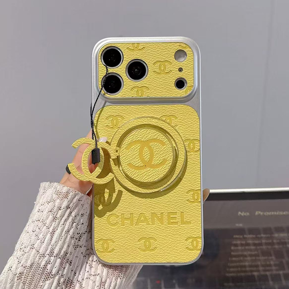 Chanel Embossed Monogram MagSafe Ring Holder Premium Leather Luxury Phone Case