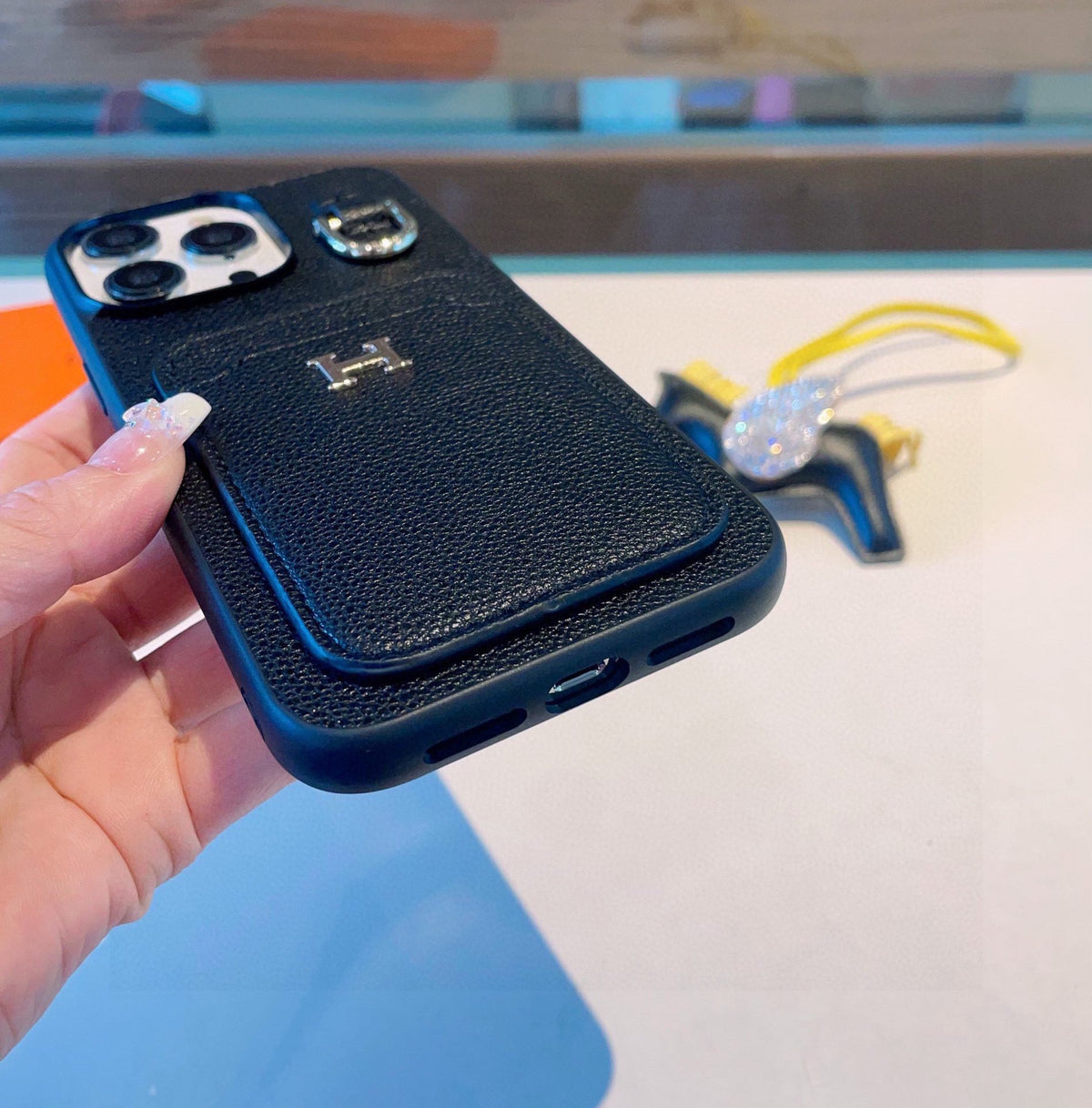 Hermès Style Premium Leather Card Holder Phone Case