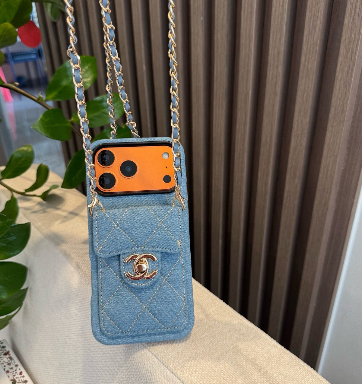 Chanel Denim CC Crossbody iPhone Case with Card Slot