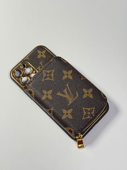 Brown iPhone case 2004 small | Accordion card holder (subject to the video)