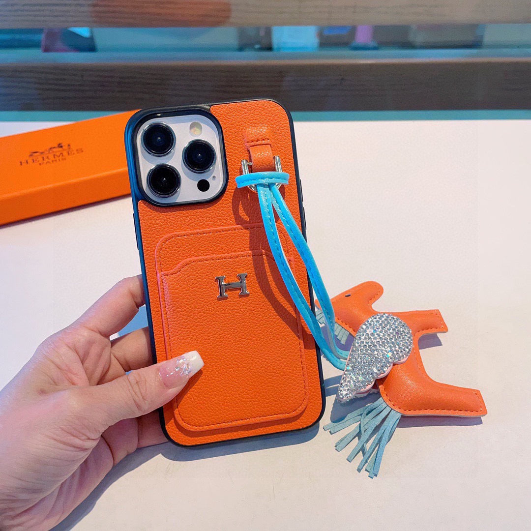 Hermès Style Premium Leather Card Holder Phone Case