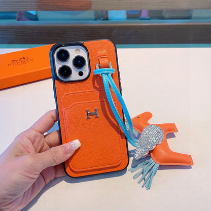 Hermès Style Premium Leather Card Holder Phone Case
