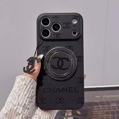 Chanel Embossed Monogram MagSafe Ring Holder Premium Leather Luxury Phone Case