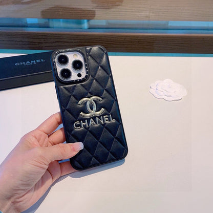 Chanel Quilted Leather Phone Case with Metal CC Logo