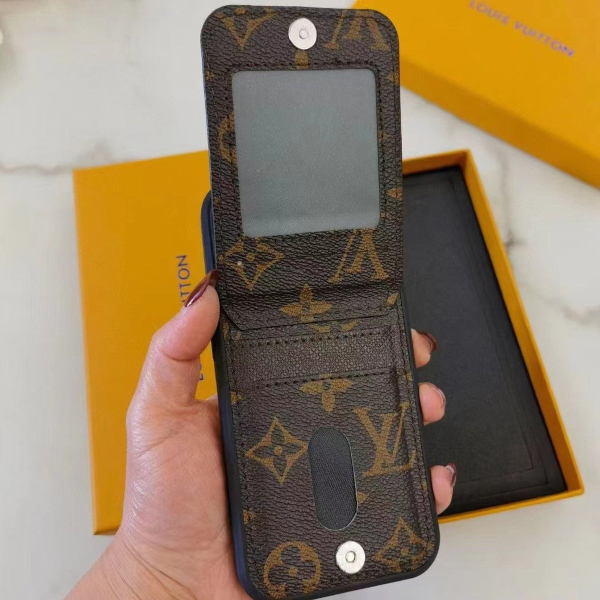 Luxury LV Monogram Wallet iPhone Case with Card Holder