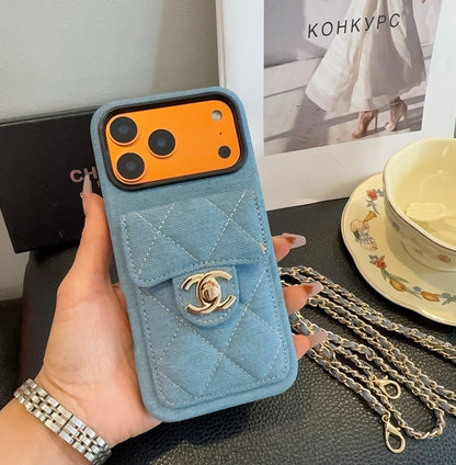 Chanel Denim CC Crossbody iPhone Case with Card Slot