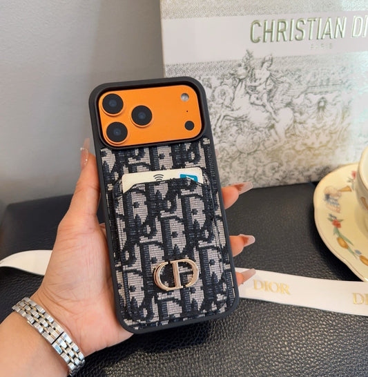 Dior Card Holder Fabric Full-Cover Phone Case