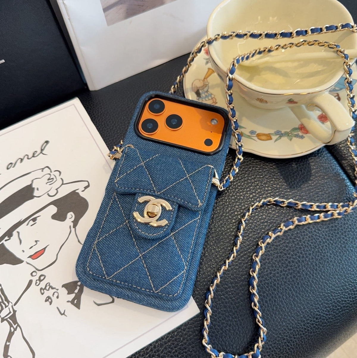 Chanel Denim CC Crossbody iPhone Case with Card Slot