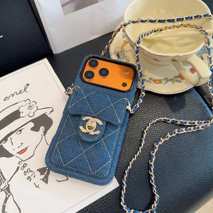 Chanel Denim CC Crossbody iPhone Case with Card Slot