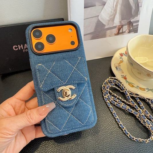 Chanel Denim CC Crossbody iPhone Case with Card Slot