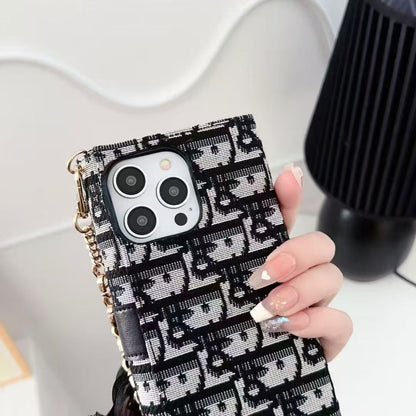 Dior Oblique Jacquard Phone Case Bag with Crossbody Strap & Chain Handle
