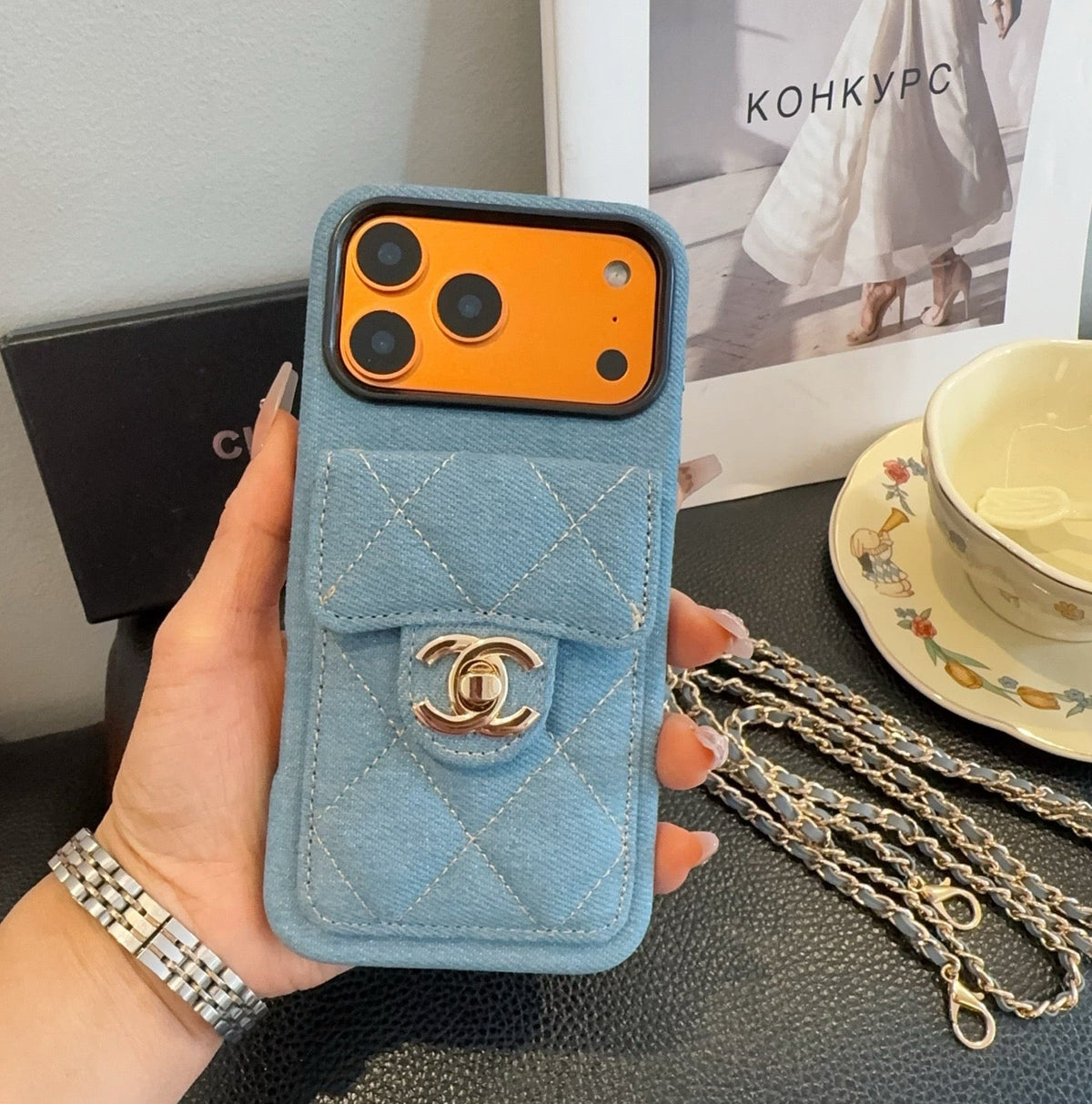 Chanel Denim CC Crossbody iPhone Case with Card Slot
