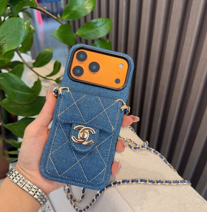 Chanel Denim CC Crossbody iPhone Case with Card Slot