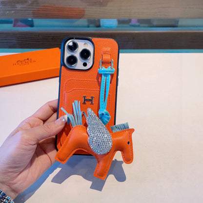 Hermès Style Premium Leather Card Holder Phone Case
