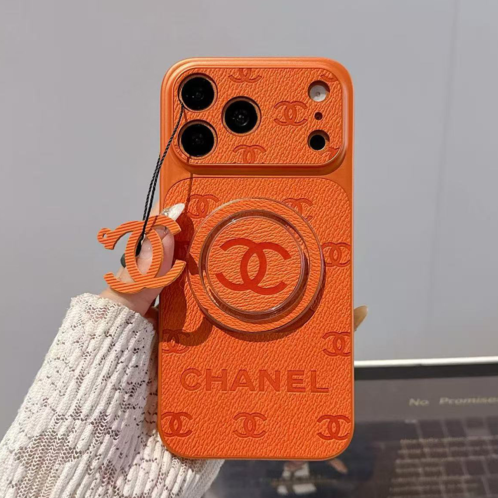 Chanel Embossed Monogram MagSafe Ring Holder Premium Leather Luxury Phone Case