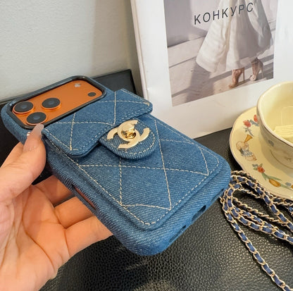 Chanel Denim CC Crossbody iPhone Case with Card Slot