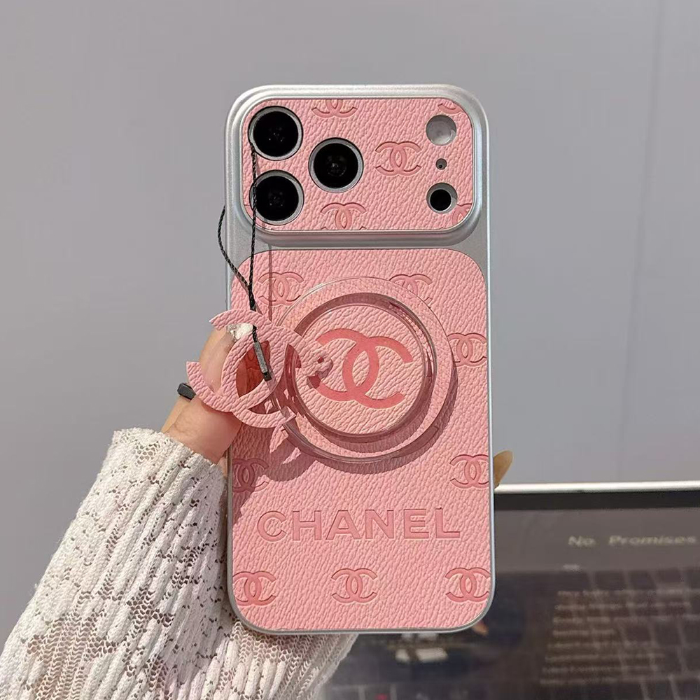 Chanel Embossed Monogram MagSafe Ring Holder Premium Leather Luxury Phone Case