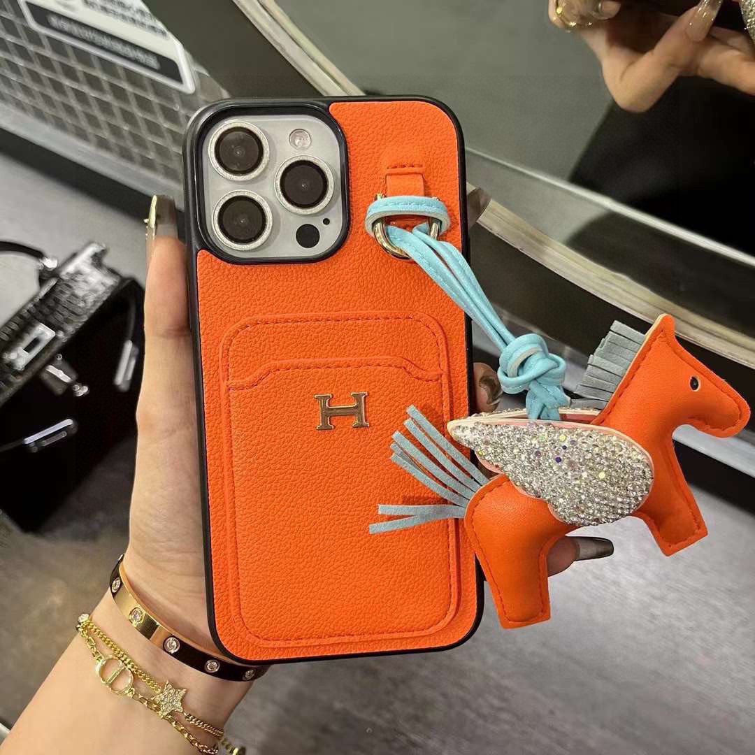 Hermès Style Premium Leather Card Holder Phone Case