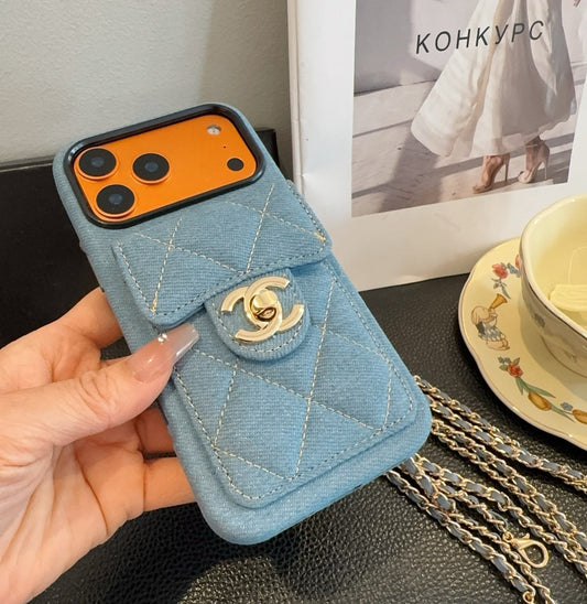 Chanel Denim CC Crossbody iPhone Case with Card Slot