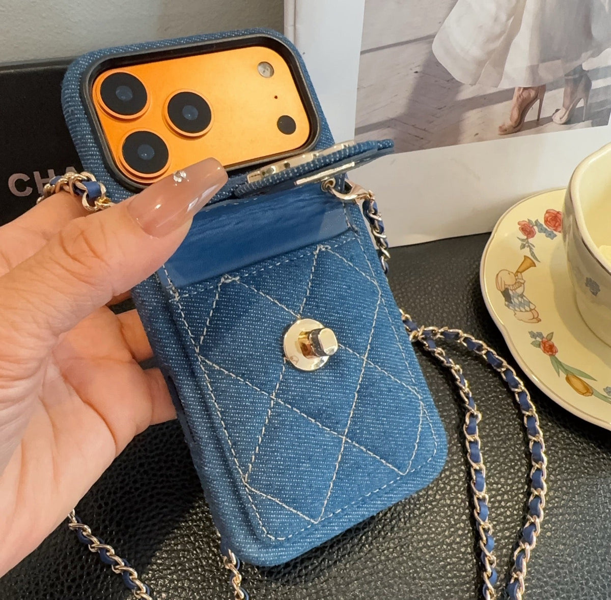 Chanel Denim CC Crossbody iPhone Case with Card Slot