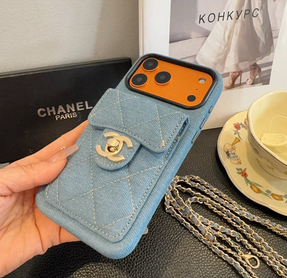 Chanel Denim CC Crossbody iPhone Case with Card Slot
