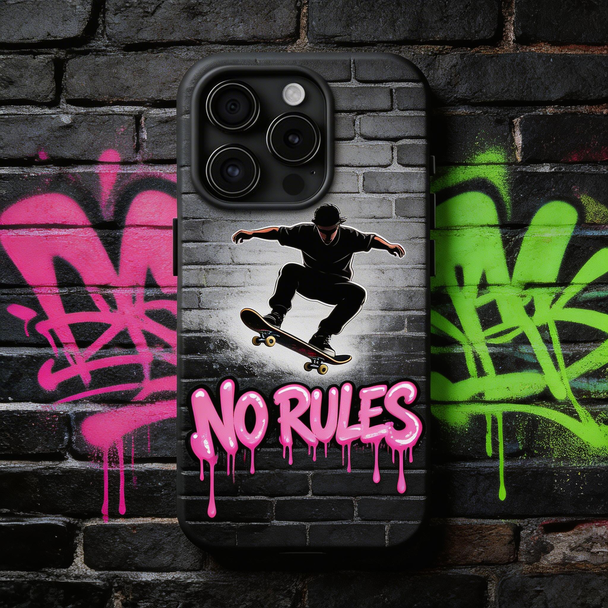 No Rules — Dark Skater Graffiti Phone Case