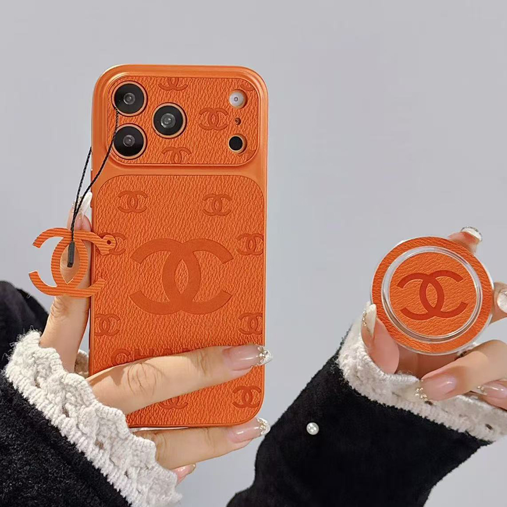 Chanel Embossed Monogram MagSafe Ring Holder Premium Leather Luxury Phone Case