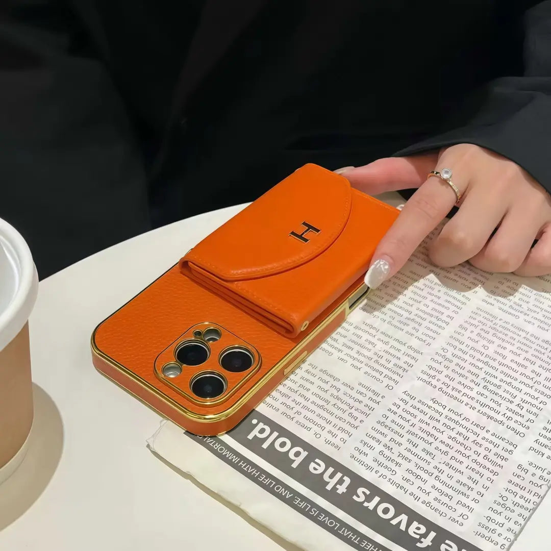 H iPhone leather Case with cardholder