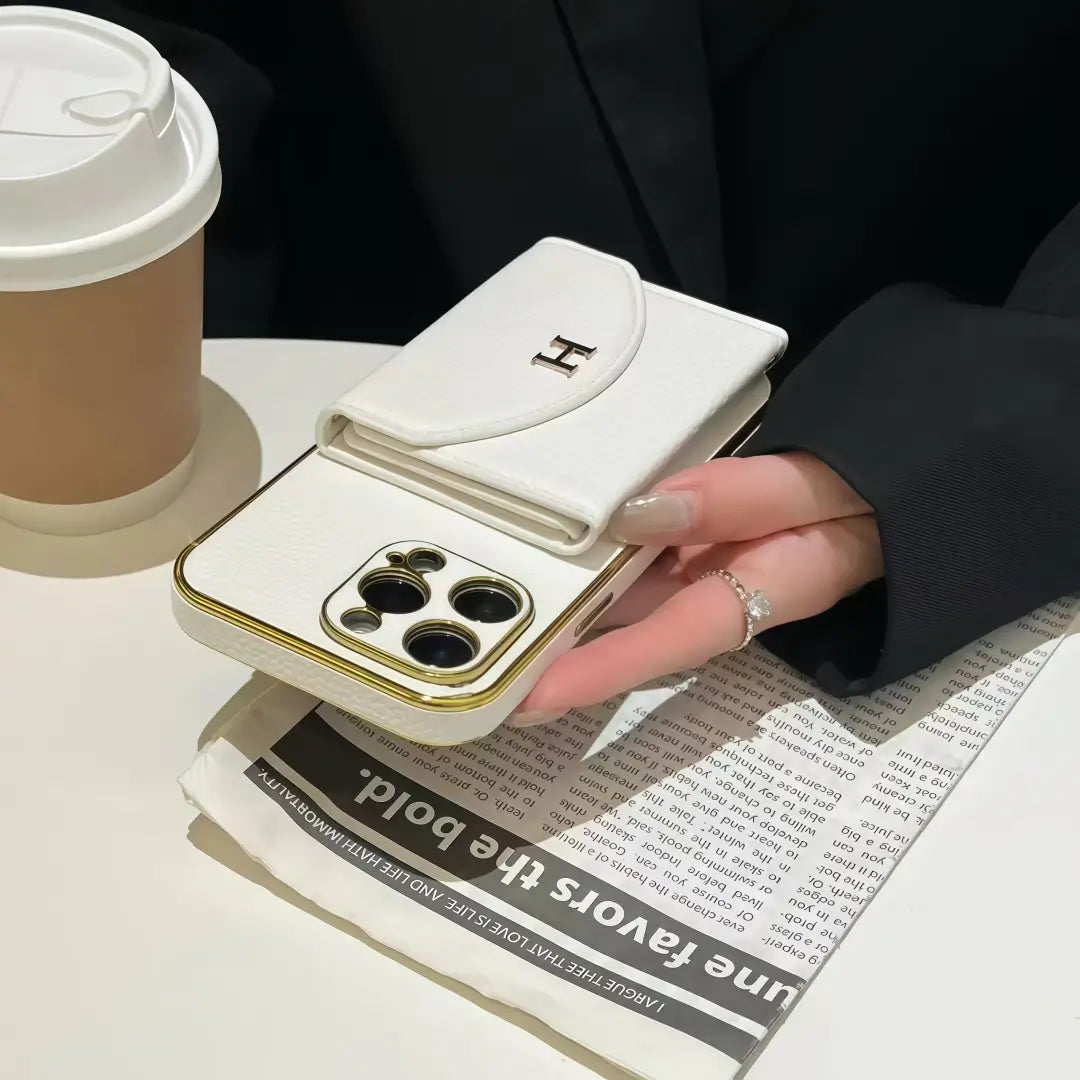 H iPhone leather Case with cardholder
