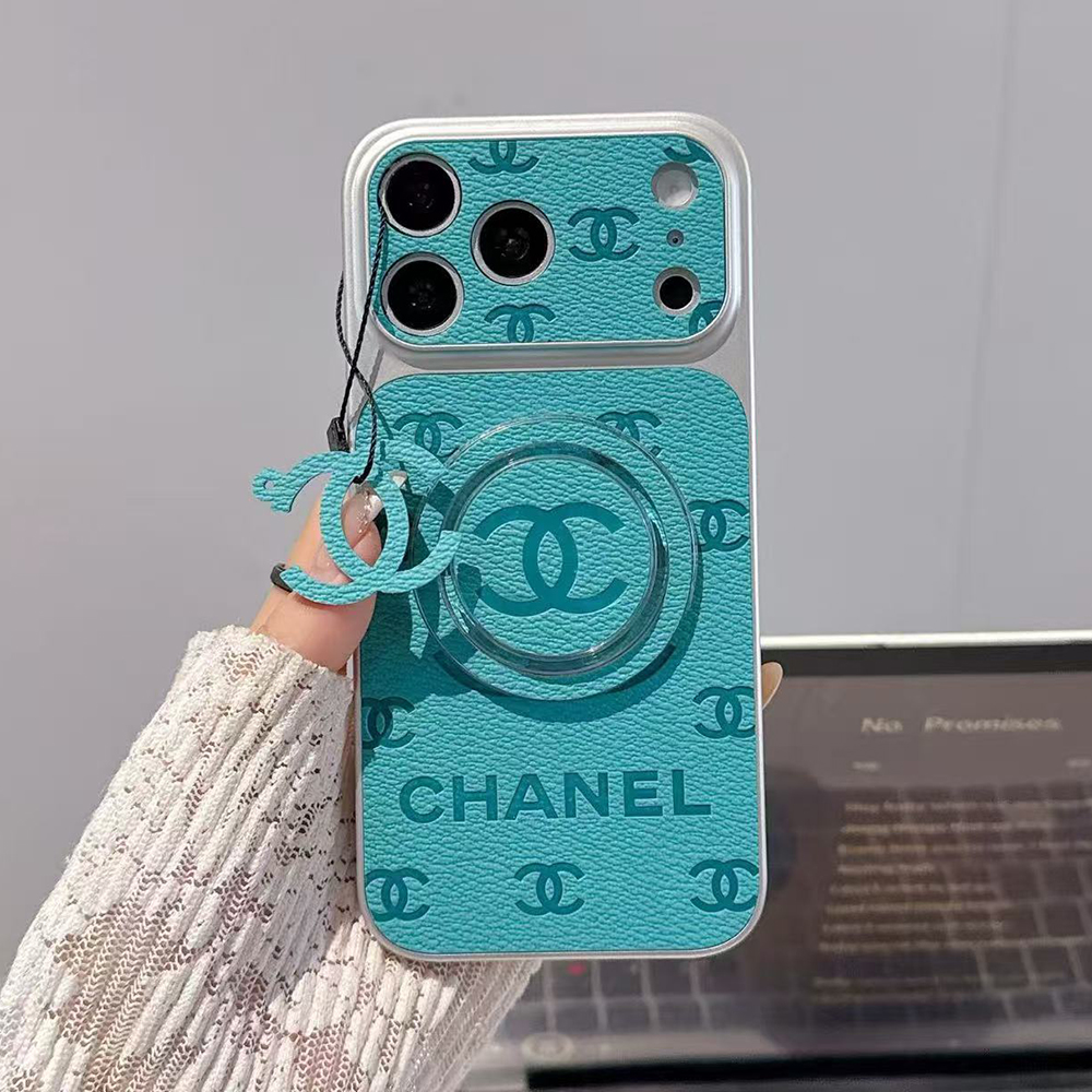 Chanel Embossed Monogram MagSafe Ring Holder Premium Leather Luxury Phone Case
