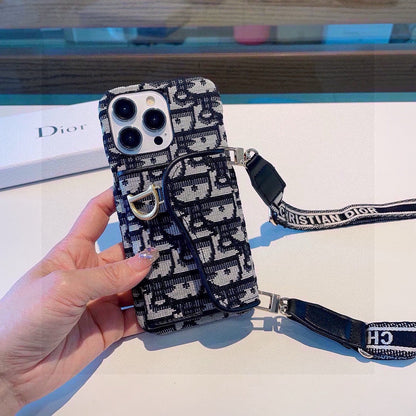 Dior Montaigne Card Holder Phone Case Embroidered Strap