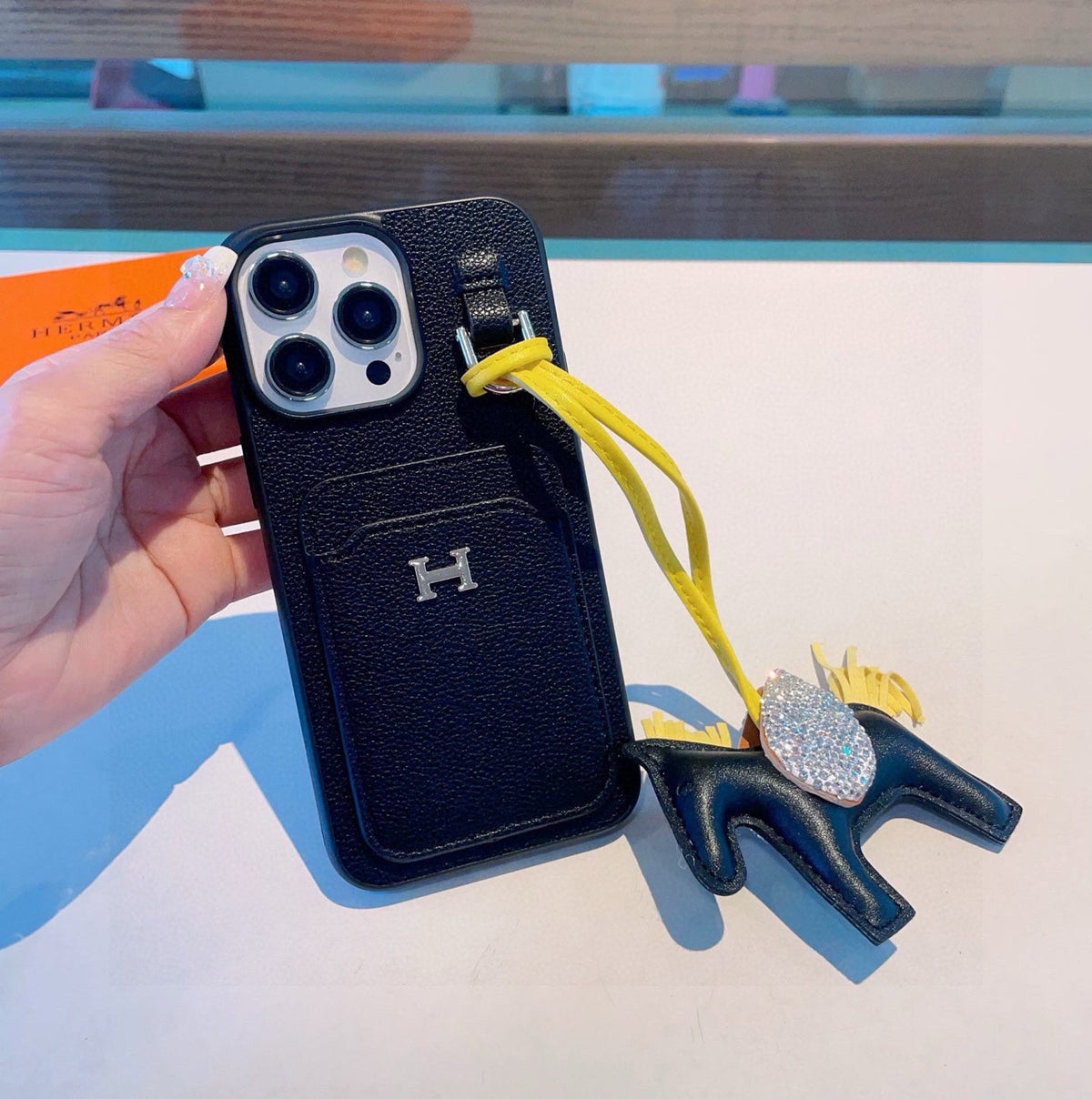 Hermès Style Premium Leather Card Holder Phone Case