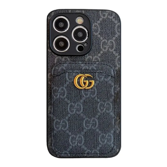 GG Luxus-Leder-Wallet-Case für iPhone
