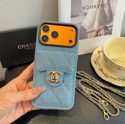 Chanel Denim CC Crossbody iPhone Case with Card Slot