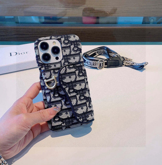 Dior Montaigne Card Holder Phone Case Embroidered Strap