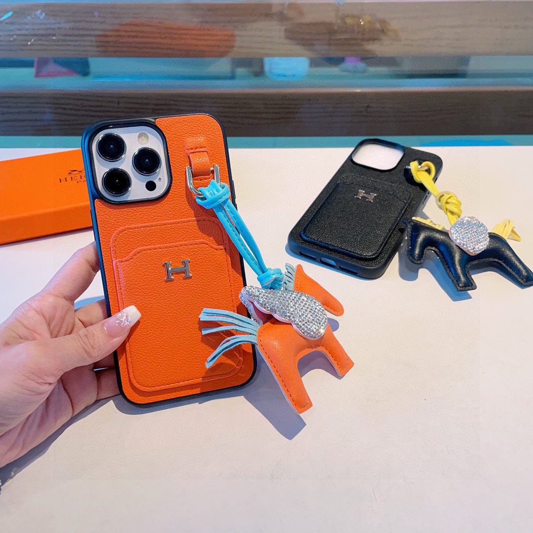 Hermès Style Premium Leather Card Holder Phone Case