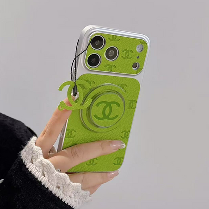 Chanel Embossed Monogram MagSafe Ring Holder Premium Leather Luxury Phone Case