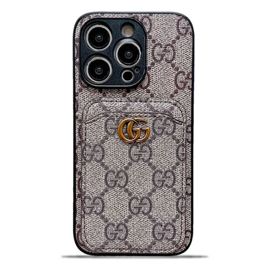 GG Luxus-Leder-Wallet-Case für iPhone