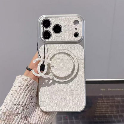 Chanel Embossed Monogram MagSafe Ring Holder Premium Leather Luxury Phone Case
