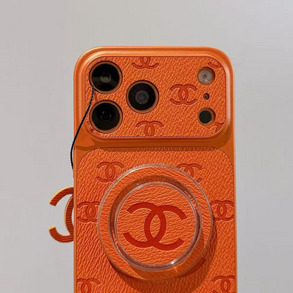 Chanel Embossed Monogram MagSafe Ring Holder Premium Leather Luxury Phone Case