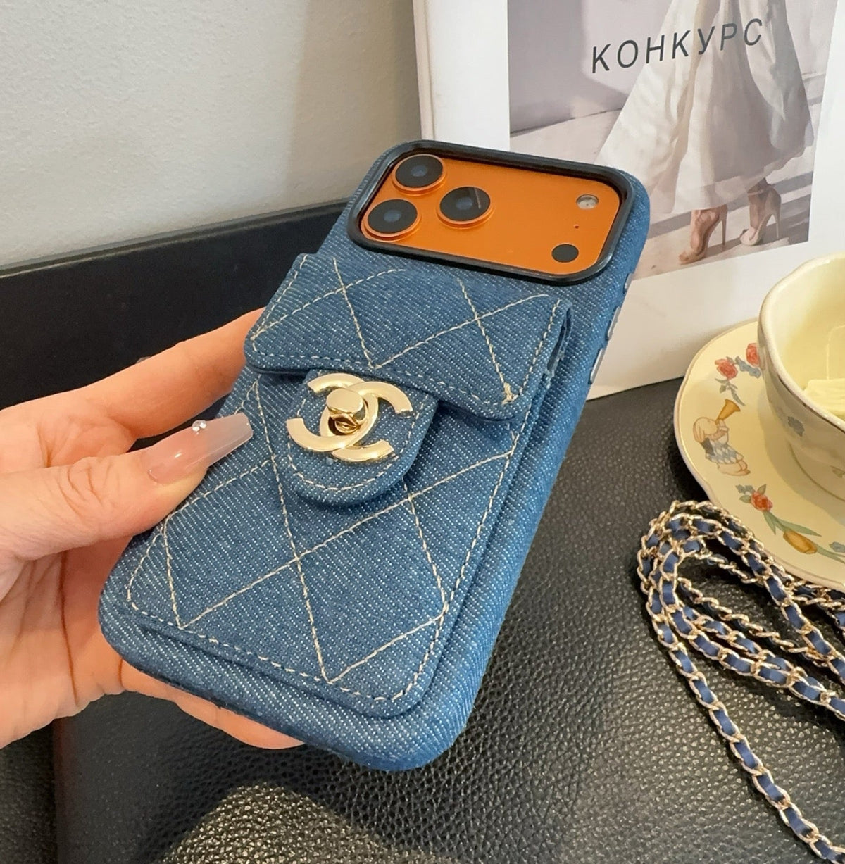 Chanel Denim CC Crossbody iPhone Case with Card Slot