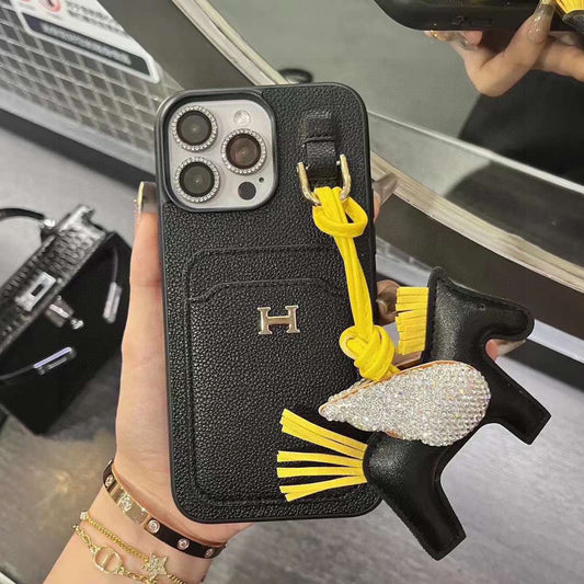 Hermès Style Premium Leather Card Holder Phone Case