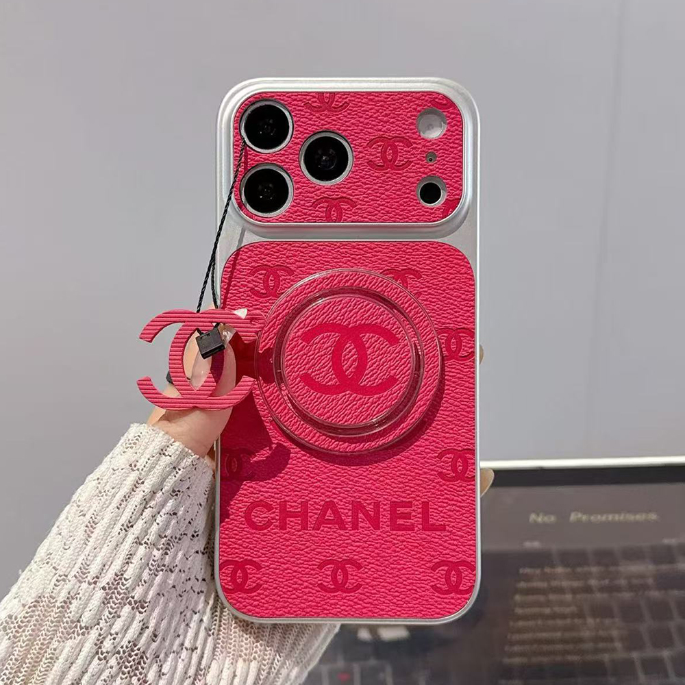 Chanel Embossed Monogram MagSafe Ring Holder Premium Leather Luxury Phone Case