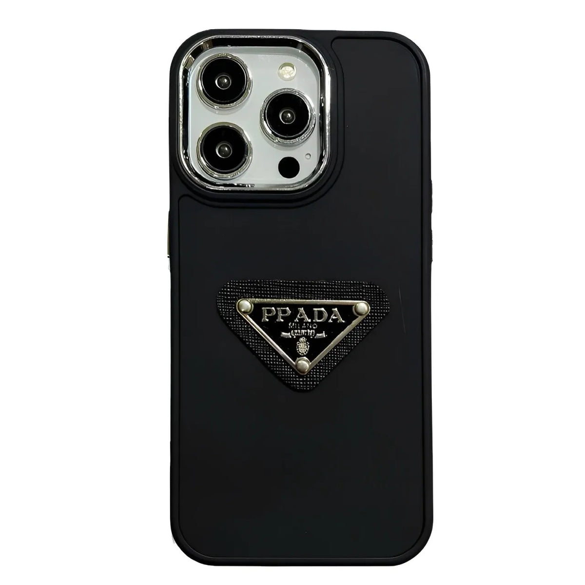 iPhone-Hülle mit schlichtem Metalldreieck-Label