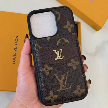 Luxury LV Monogram Wallet iPhone Case with Card Holder