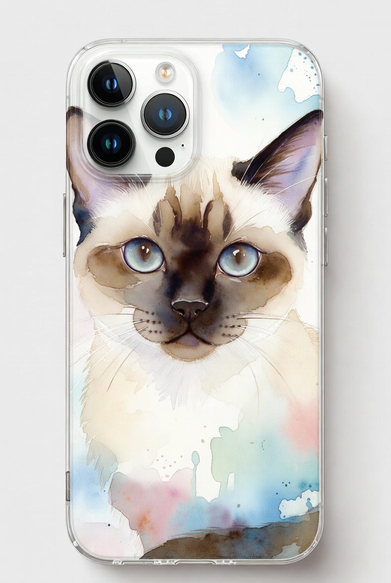 Watercolor Siamese Cat Phone Case